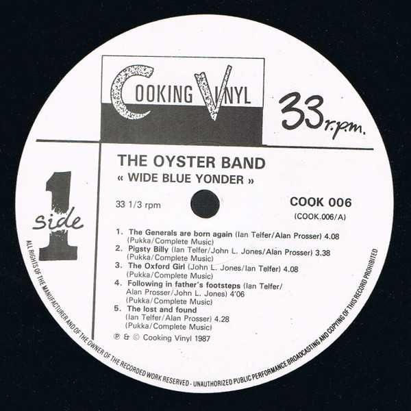Oysterband - Wide Blue Yonder | Cooking Vinyl (COOK 006) - 2