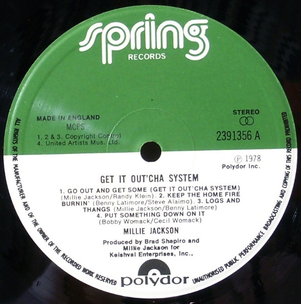 Millie Jackson - Get It Out'cha System | Spring Records (2391 356) - 3 Millie Jackson - Get It Out'cha System | Spring Records (2391 356) - 3