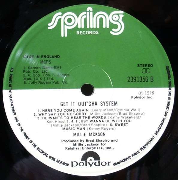 Millie Jackson - Get It Out'cha System | Spring Records (2391 356) - 4 Millie Jackson - Get It Out'cha System | Spring Records (2391 356) - 4