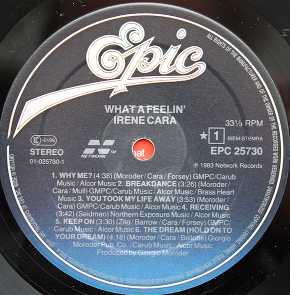 Irene Cara - What A Feelin' | Epic (EPC 25730) - 3