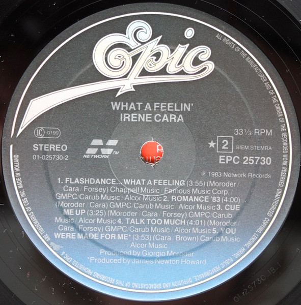 Irene Cara - What A Feelin' | Epic (EPC 25730) - 4
