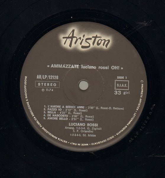 Luciano Rossi - Ammàzzate Oh! | Ariston (AR/LP 12128) - 3 Luciano Rossi - Ammàzzate Oh! | Ariston (AR/LP 12128) - 3