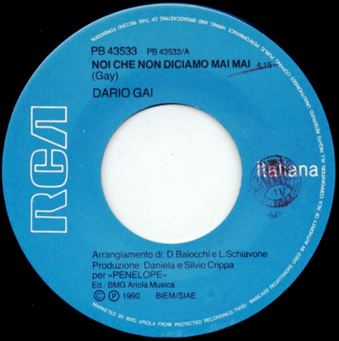 Dario Gai - Noi Che Non Diciamo Mai Mai | RCA Italiana (PB 43533) - 3