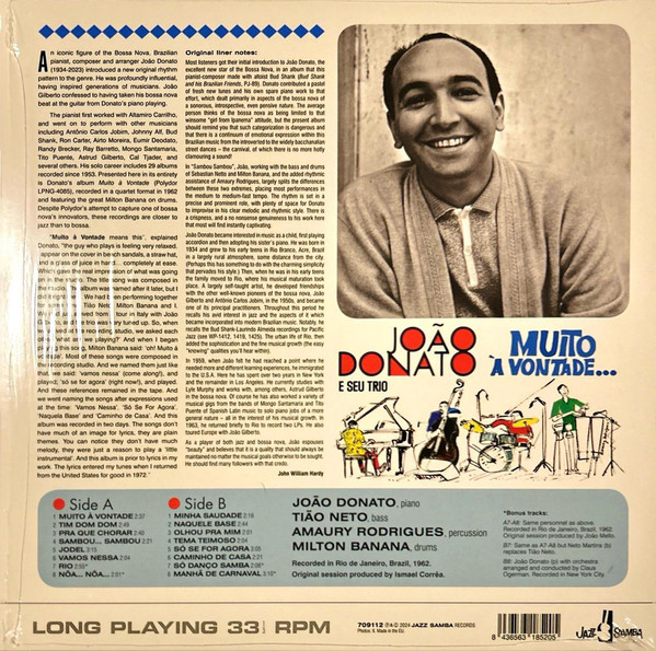 João Donato & Seu Trio - Muito à Vontade... | Jazz Samba Records (709112) - 2 João Donato & Seu Trio - Muito à Vontade... | Jazz Samba Records (709112) - 2