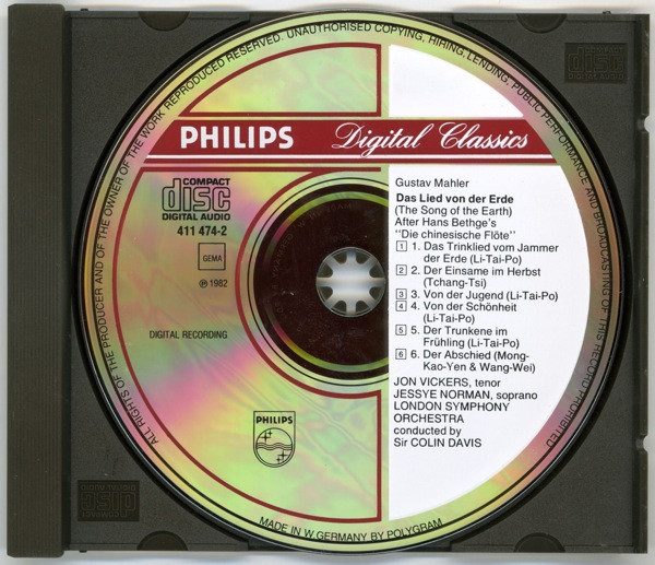 Gustav Mahler - Jessye Norman • Jon Vickers , London Symphony Orchestra , Sir Colin Davis - Das Lied Von Der Erde | Philips (411 474-2) - 3