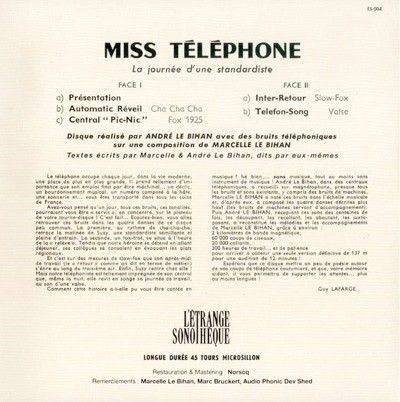 André Le Bihan , Marcelle Le Bihan - Miss Téléphone - La Journée D'Une Standardiste | L'Étrange Sonothèque (ES-004) - 2