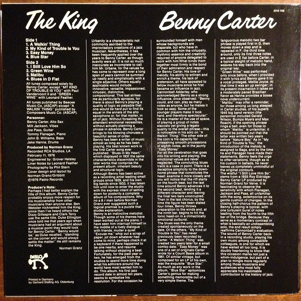 Benny Carter - The King | Pablo Records (2310 768) - 2 Benny Carter - The King | Pablo Records (2310 768) - 2