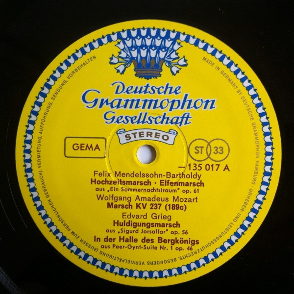 Felix Mendelssohn-Bartholdy , Wolfgang Amadeus Mozart , Edvard Grieg , Hector Berlioz , Pyotr Ilyich Tchaikovsky , Sergei Prokofiev , Darius Milhaud , Johann Strauss Sr. - Symphonische Märsche | Deutsche Grammophon (135 017) - 3