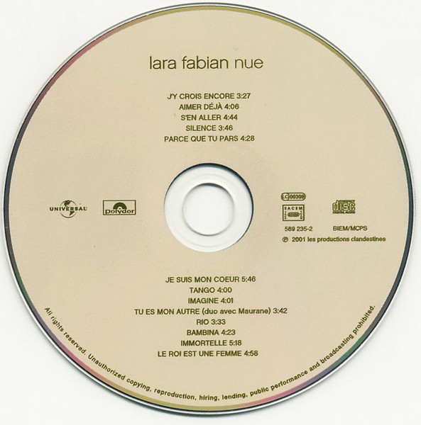 Lara Fabian - Nue | Polydor (589 235-2) - 3