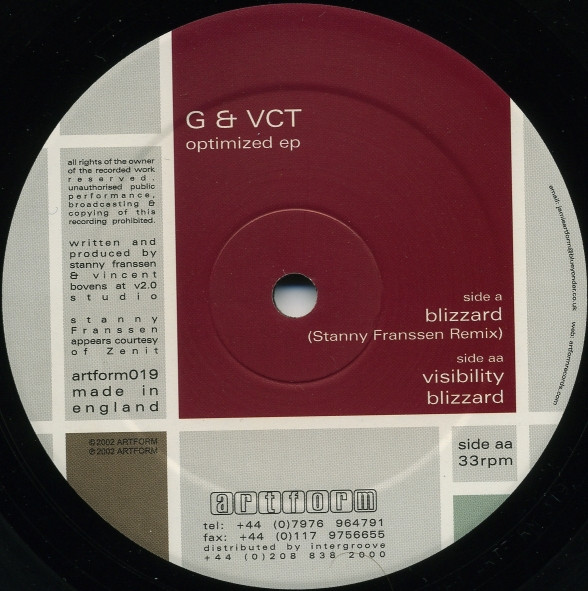 G & VCT - Optimized EP | Artform (artform019)
