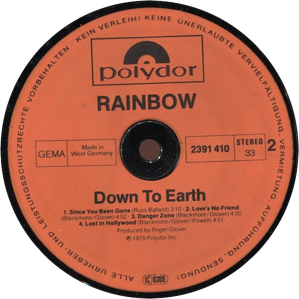 Rainbow - Down To Earth | Polydor (2391 410) - 3