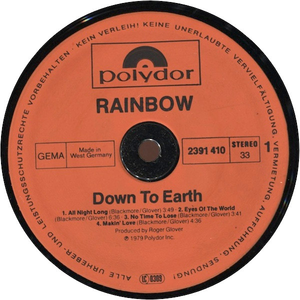Rainbow - Down To Earth | Polydor (2391 410) - 2