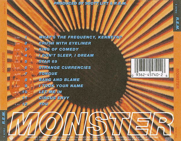 R.E.M. - Monster | Warner Bros. Records (9 45740-2) - 2