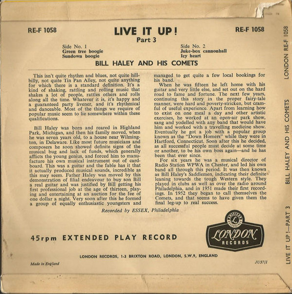 Bill Haley And His Comets - Live It Up ! Part 3 | London Records (RE-F 1058) - 2 Bill Haley And His Comets - Live It Up ! Part 3 | London Records (RE-F 1058) - 2