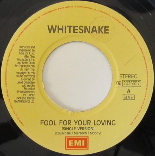 Whitesnake - Fool For Your Loving | EMI (06 2036357) - 3