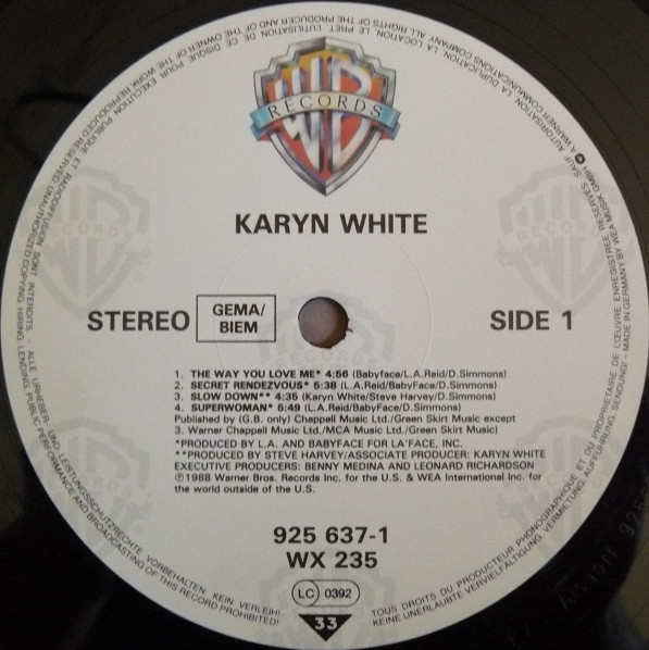 Karyn White - Karyn White | Warner Bros. Records (WX 235) - 3 Karyn White - Karyn White | Warner Bros. Records (WX 235) - 3
