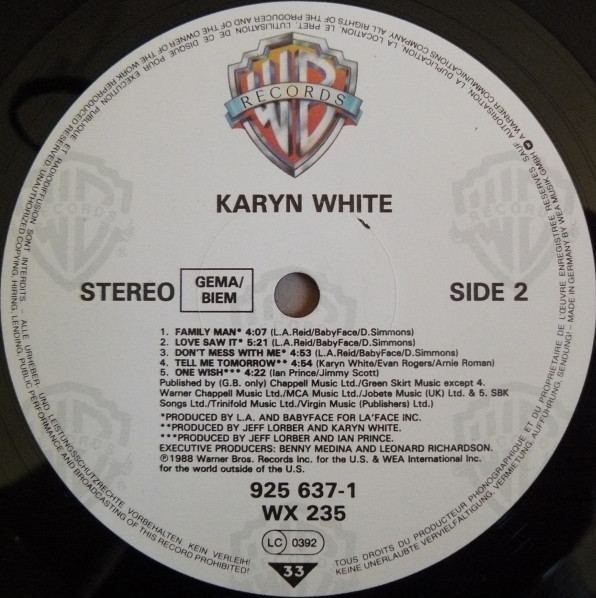 Karyn White - Karyn White | Warner Bros. Records (WX 235) - 4 Karyn White - Karyn White | Warner Bros. Records (WX 235) - 4