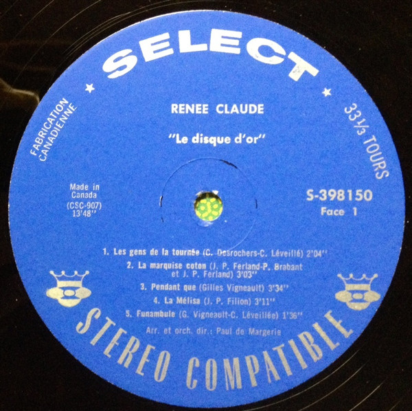 Renée Claude - Le Disque D'Or [Vinyl] | Select (S-398.150) - 3