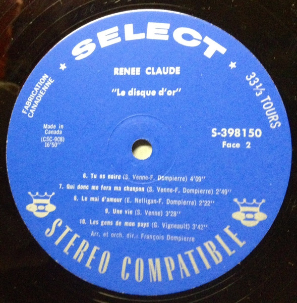 Renée Claude - Le Disque D'Or [Vinyl] | Select (S-398.150) - 4