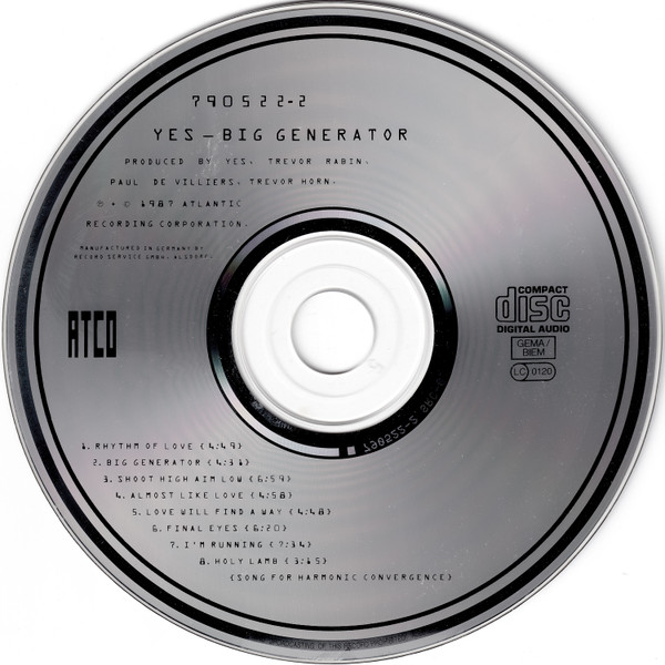 Yes - Big Generator | ATCO Records (790 522-2) - 3 Yes - Big Generator | ATCO Records (790 522-2) - 3