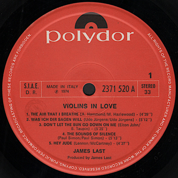 James Last - Violins In Love | Polydor (2371 520 A) - 3