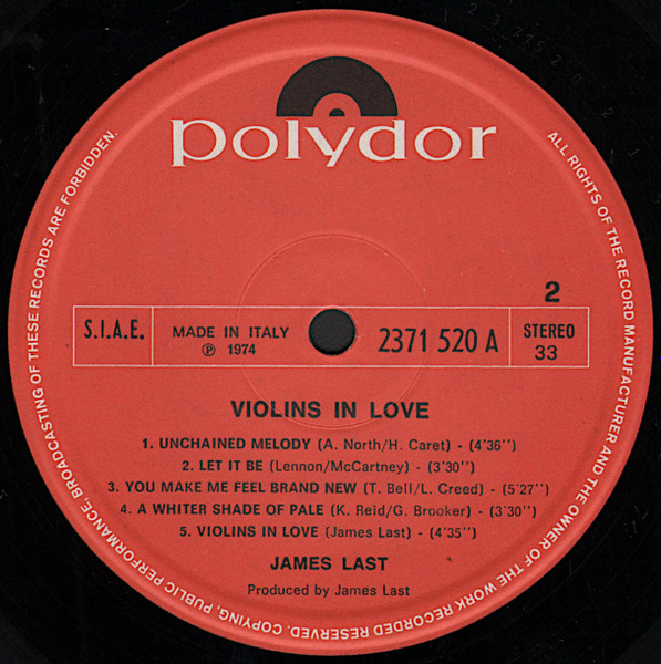 James Last - Violins In Love | Polydor (2371 520 A) - 4