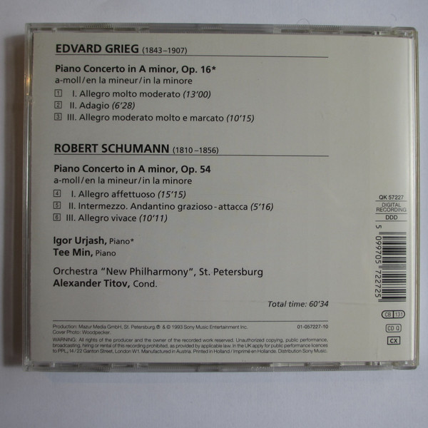 Edvard Grieg , Robert Schumann , Igor Uryash , Tee Min , Orchestra "New Philharmony," St. Petersburg , Alexander Titov - The Great Piano Concertos - Grieg, Schumann | Digital Focus (QK 57227) - 2