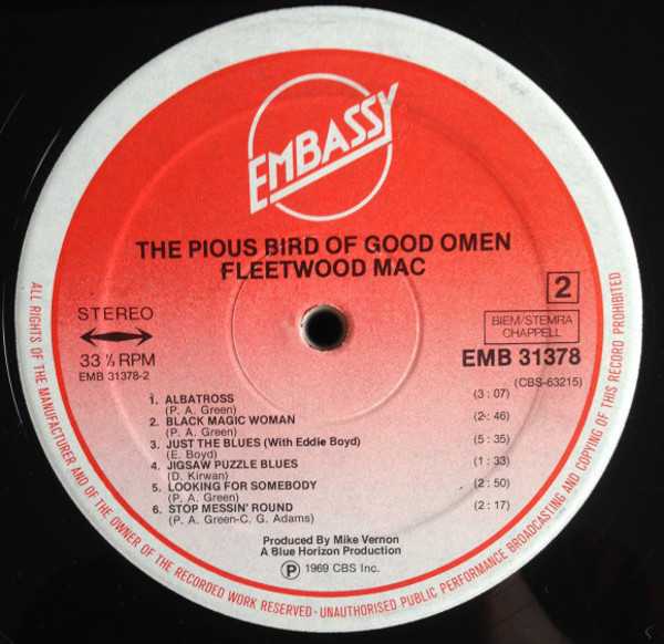 Fleetwood Mac - The Pious Bird Of Good Omen | Embassy (EMB 31378) - 4