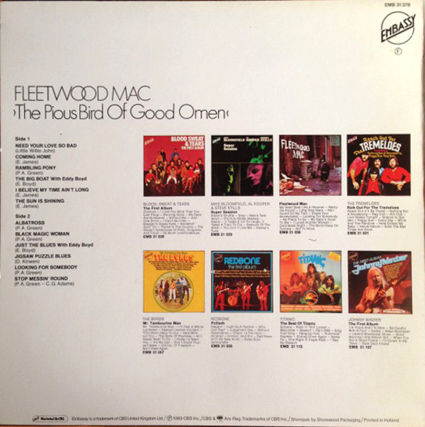 Fleetwood Mac - The Pious Bird Of Good Omen | Embassy (EMB 31378) - 2