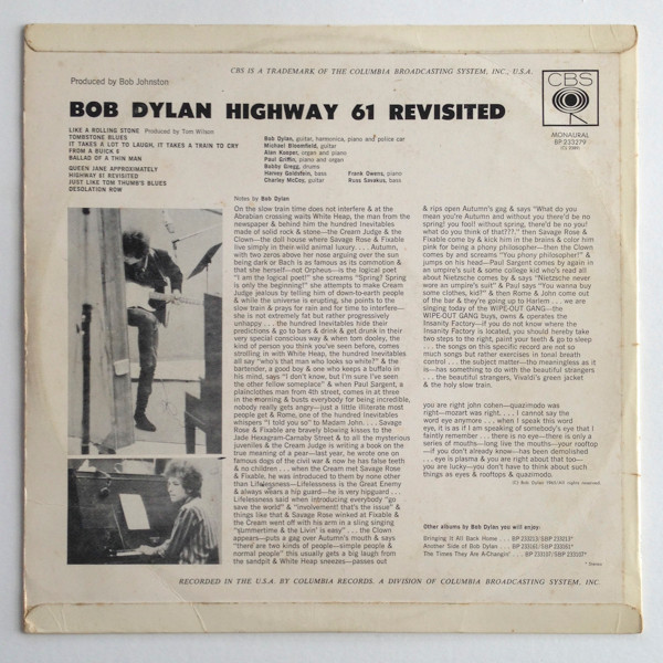 Bob Dylan - Highway 61 Revisited | CBS (BP-233279) - 2 Bob Dylan - Highway 61 Revisited | CBS (BP-233279) - 2