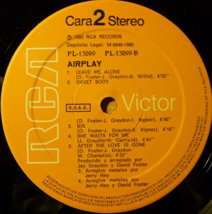 Airplay - Airplay - Vinilo | RCA Victor (PL 13099) - 4 Airplay - Airplay - Vinilo | RCA Victor (PL 13099) - 4