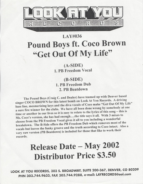 Pound Boys Ft. Coco Brown - Get Out Of My Life | Look At You Records (LAY#036) - 2 Pound Boys Ft. Coco Brown - Get Out Of My Life | Look At You Records (LAY#036) - 2