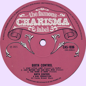Birth Control - Birth Control | Charisma (CAS-1036) - 3 Birth Control - Birth Control | Charisma (CAS-1036) - 3