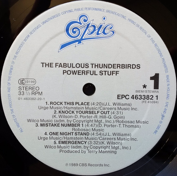 The Fabulous Thunderbirds - Powerful Stuff | Epic (EPC 463382 1)