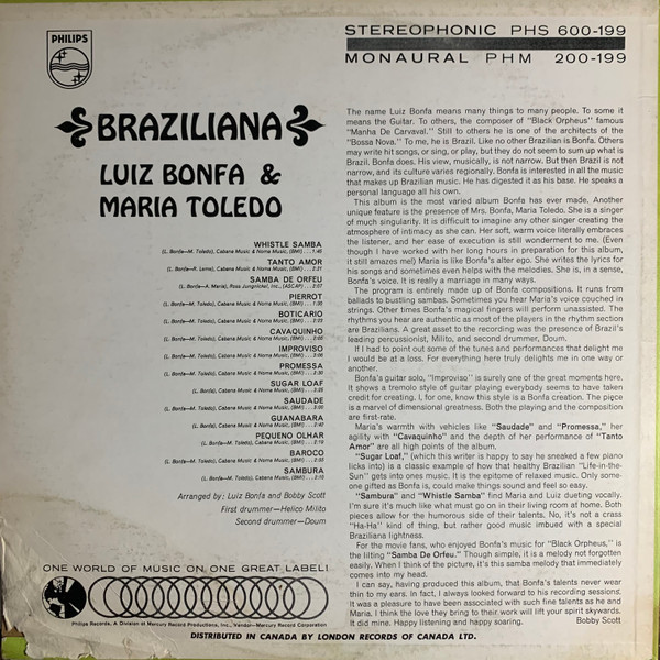 Luiz Bonfá & Maria Toledo - Braziliana | Philips (PHS 600-199) - 2