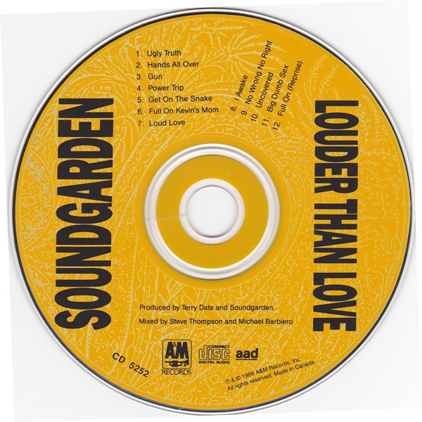 Soundgarden - Louder Than Love | A&M Records (CD 5252) - 3