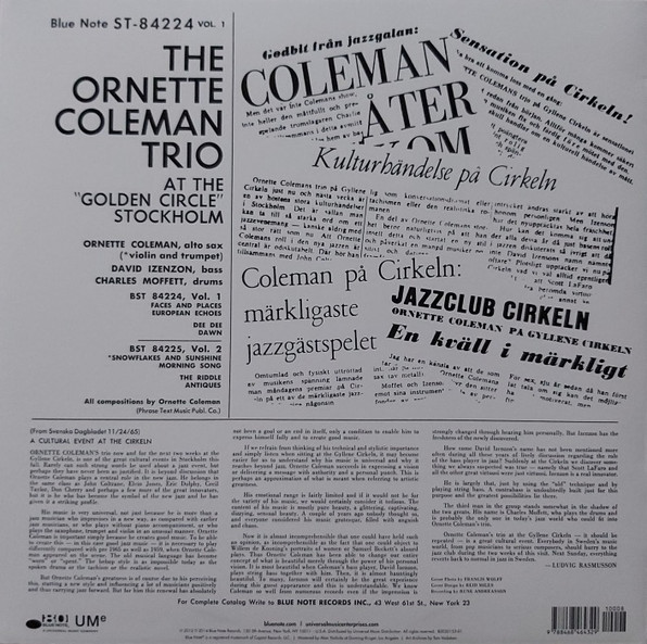 The Ornette Coleman Trio - At The "Golden Circle" Stockholm (Volume One) | Blue Note (84224) - 2 The Ornette Coleman Trio - At The "Golden Circle" Stockholm (Volume One) | Blue Note (84224) - 2