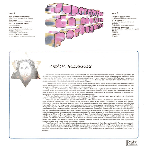 Amália Rodrigues - Superestrelas Da Música Portuguesa | Reader's Digest (SRD-1017) - 2