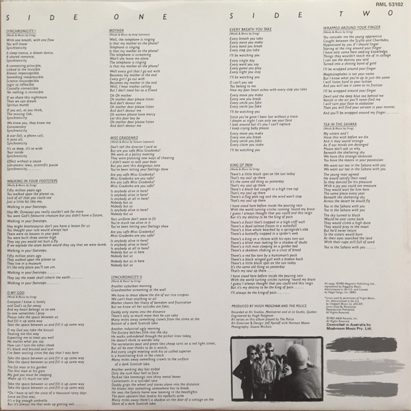 The Police - Synchronicity | A&M Records (RML 53102) - 3 The Police - Synchronicity | A&M Records (RML 53102) - 3