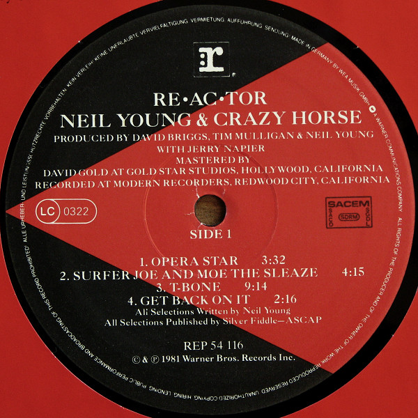 Neil Young & Crazy Horse - Reactor | Reprise Records (REP K 54116) - main