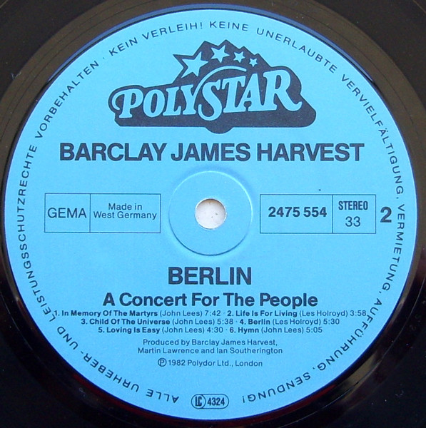 Barclay James Harvest - Berlin (A Concert For The People) | Polystar (2475 554) - 4