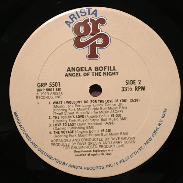 Angela Bofill - Angel Of The Night | Arista GRP (GRP 5501) - 2 Angela Bofill - Angel Of The Night | Arista GRP (GRP 5501) - 2