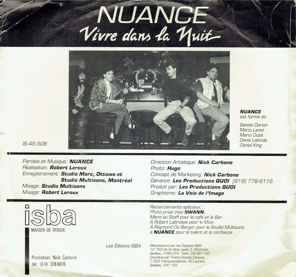 Nuance - Vivre Dans La Nuit (Rock) | ISBA (IS-45-508) - 2