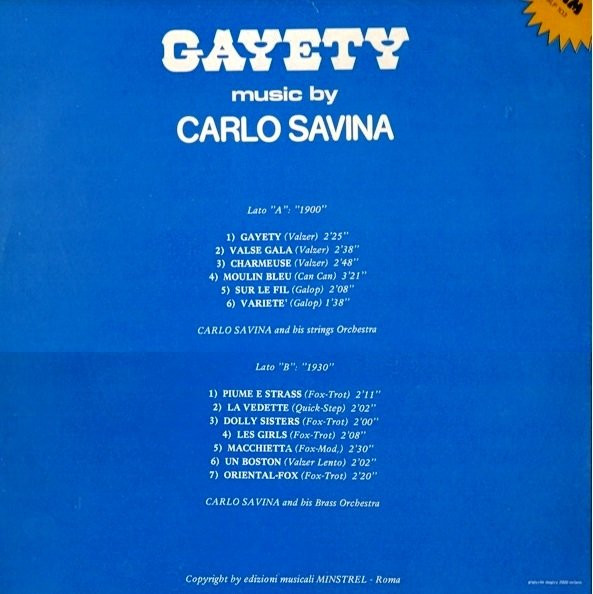 Carlo Savina - Gayety | BAM (BLP 103) - 4 Carlo Savina - Gayety | BAM (BLP 103) - 4