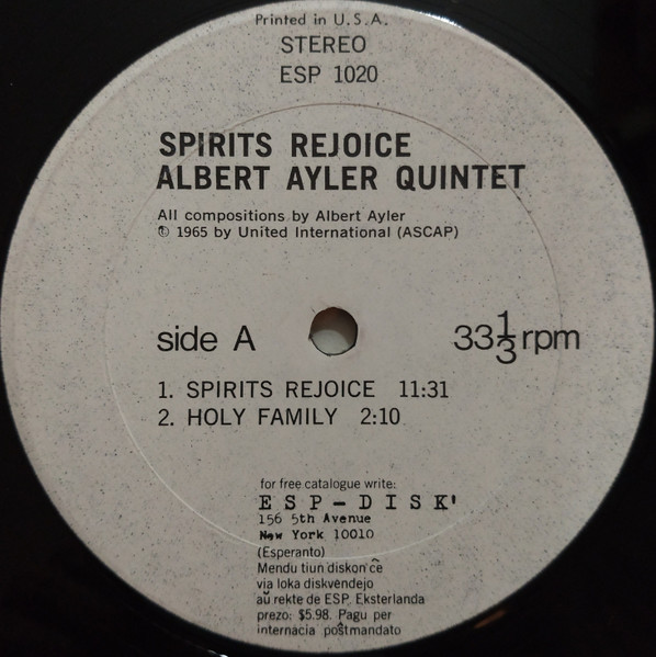 Albert Ayler - Spirits Rejoice | ESP-Disk' (1020) - 3