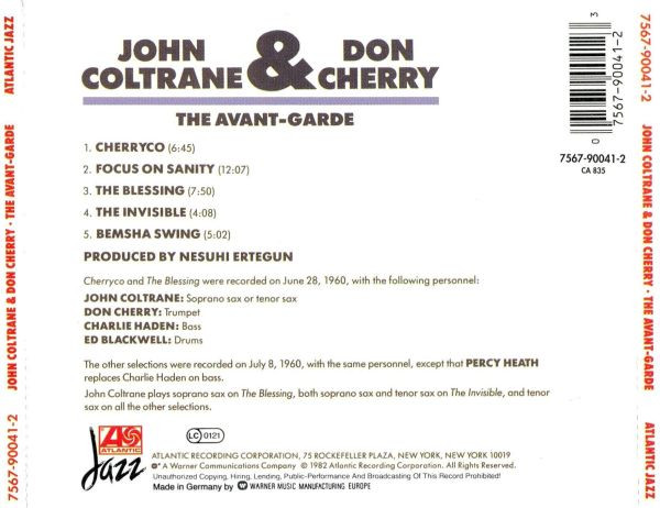 John Coltrane & Don Cherry - The Avant Garde | Atlantic Jazz (7567-90041-2) - 2 John Coltrane & Don Cherry - The Avant Garde | Atlantic Jazz (7567-90041-2) - 2