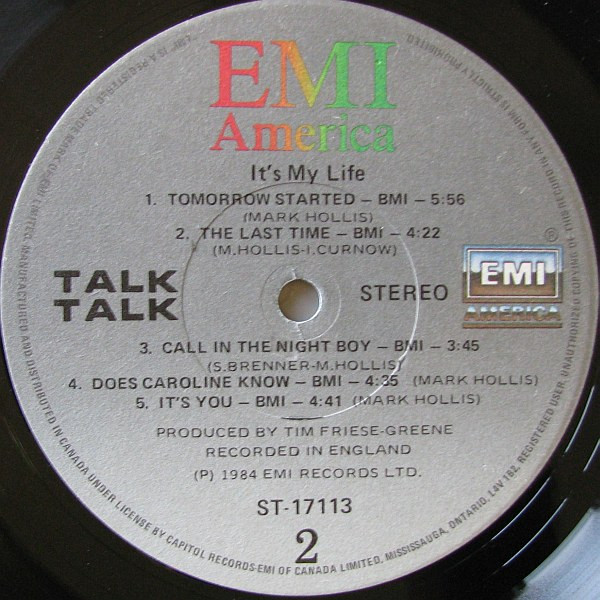 Talk Talk - It's My Life | EMI America (ST-17113) - 4 Talk Talk - It's My Life | EMI America (ST-17113) - 4