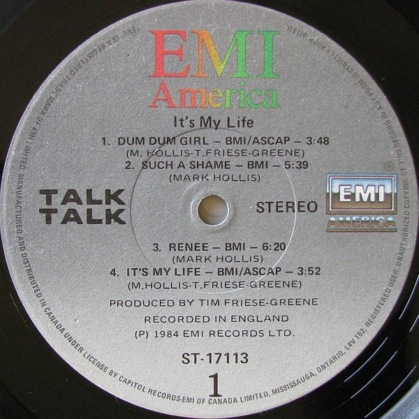Talk Talk - It's My Life | EMI America (ST-17113) - 3 Talk Talk - It's My Life | EMI America (ST-17113) - 3
