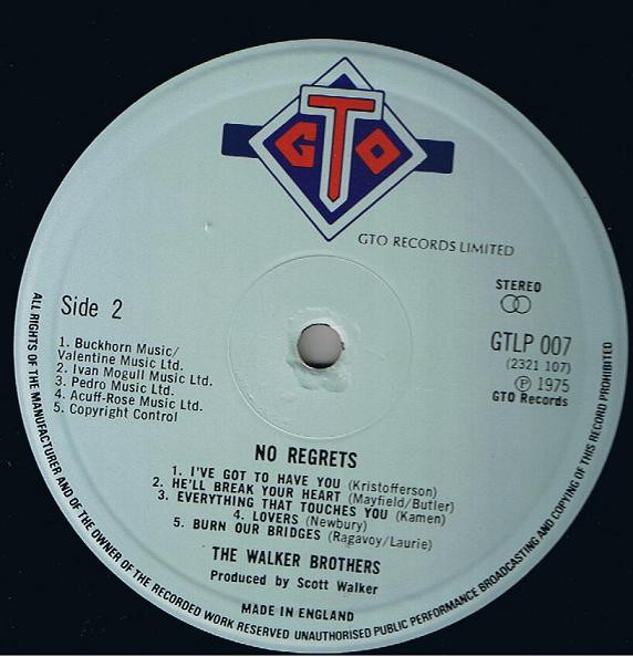 The Walker Brothers - No Regrets | GTO (GTLP 007) - 2 The Walker Brothers - No Regrets | GTO (GTLP 007) - 2