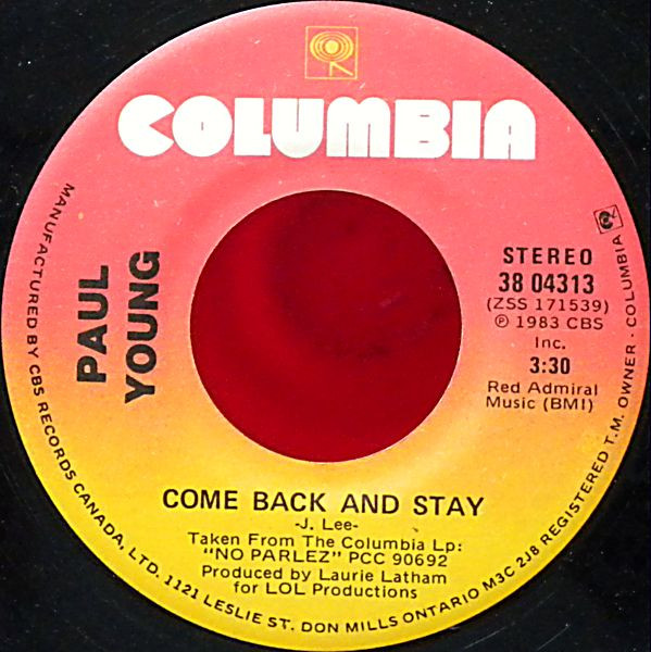 Paul Young - Come Back And Stay (7") [Vinyl] | Columbia (38-04313) - 2